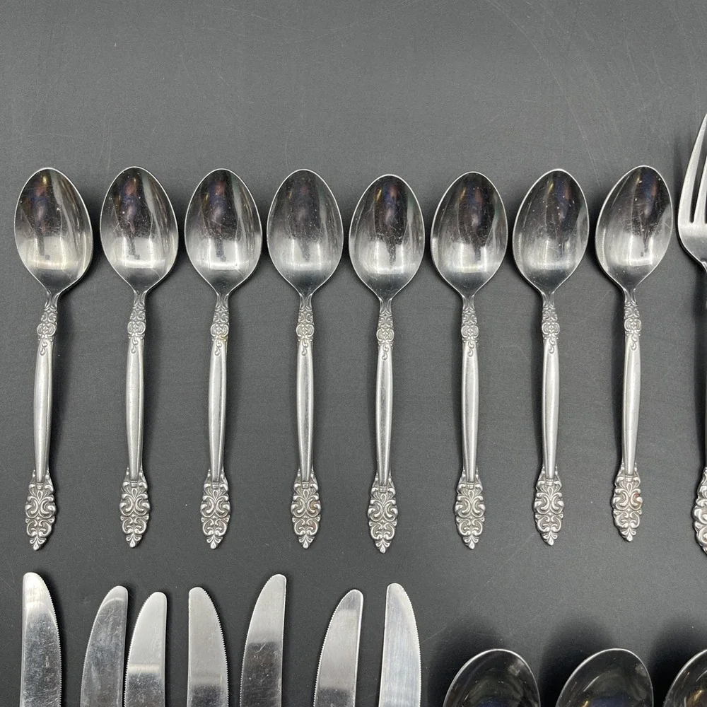 Vintage Stainless Steel Japan Flatware Lot 25 Pc Spanish Crown Style Forks